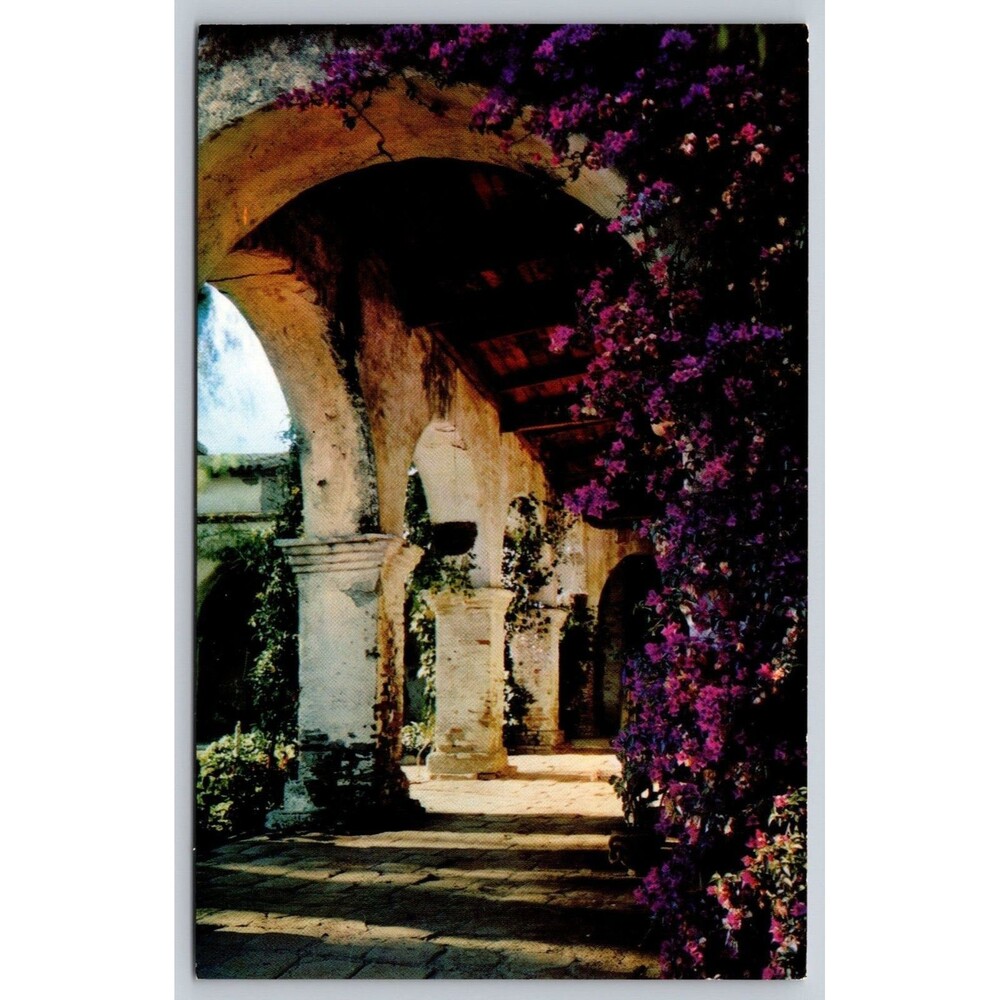Vtg Postcard Old Adobe Arches Mission San Juan Capistrano CA Mike Roberts C27